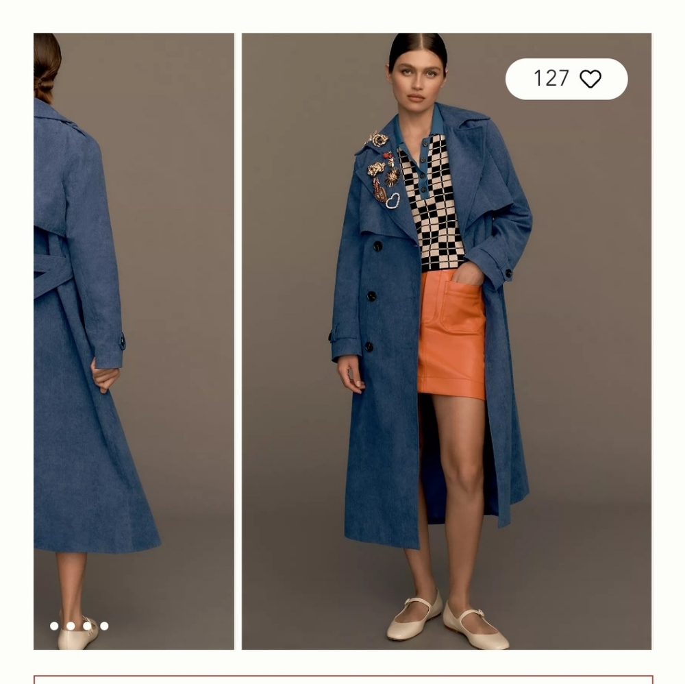 Bernardo Coduroy Trench Coat from Anthropologie
